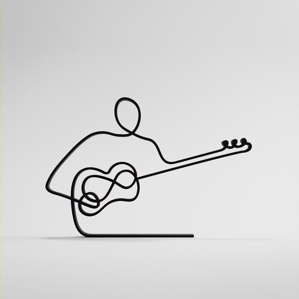 Black Tar Player Personalized Plastic Line Art Figure Custom Name Musician Art Sculpture Modern Home Office Shelf Desk Display Accent Minimal String Instrument Inspired Creative Interior Artwork India - Image 6