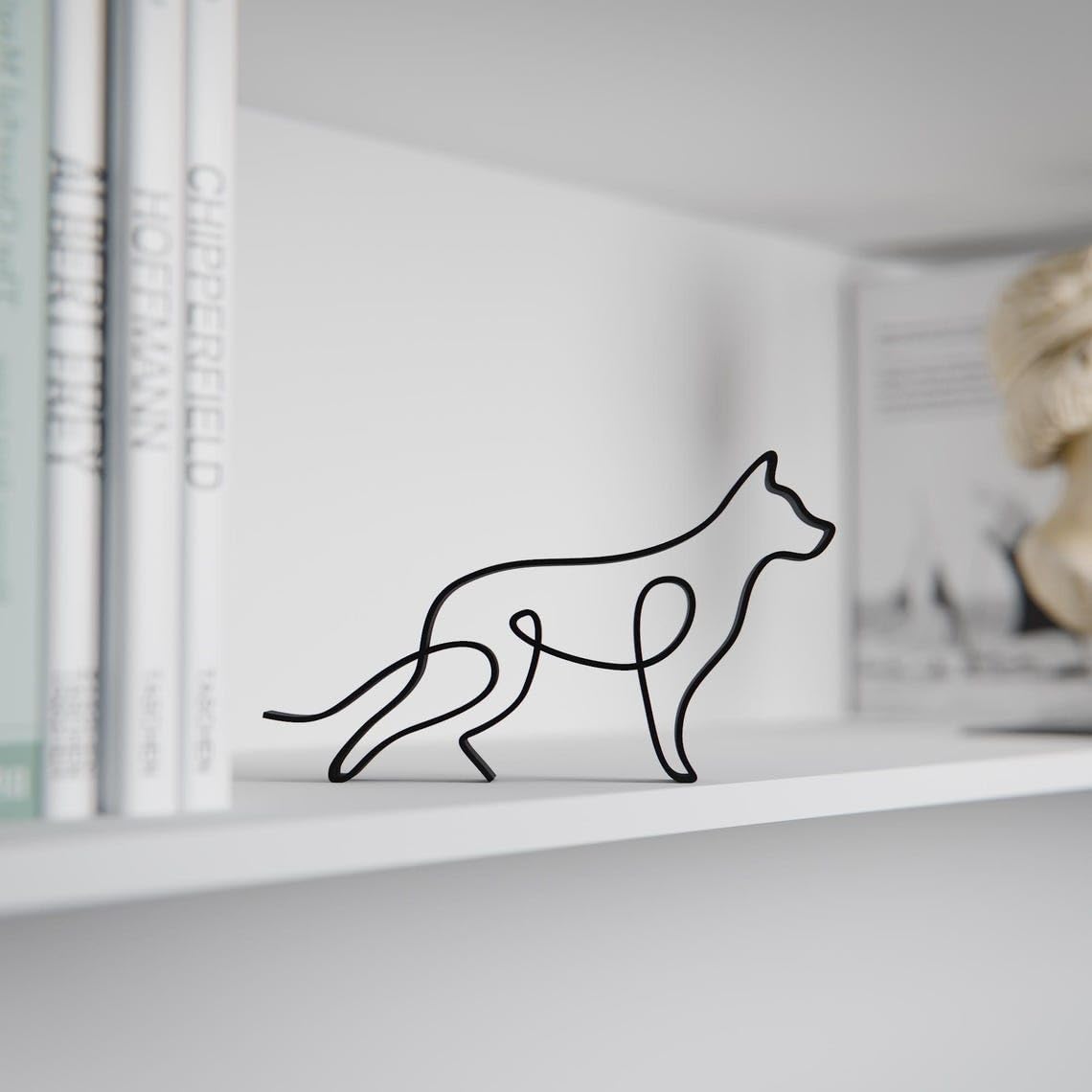 German Shepherd Dog Line Art Figure Statue Sculpture India Unique Gift for Dog Lovers Custom Minimalist Home Decor Perfect for Display and Collectors with Detailed Design - Image 6