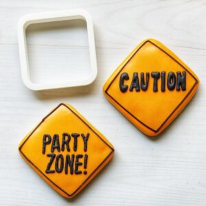 Cookie Construction Sign Cookie Cutter for Builder Theme, Road Work, Construction Party, Biscuit, Fondant, Cake Decoration, Sugar Craft, Cupcake Toppers, Made in India