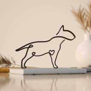 Bull Terrier Dog Personalized Line Art Figure Plastic Minimal Home Decor with Name Detail for Dog Lovers Office Desk Shelf Living Room Table Display Artistic Gift India