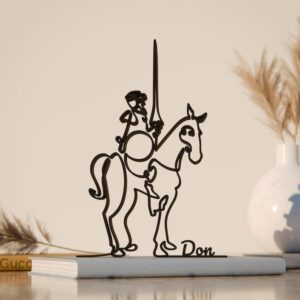 Don Quijote Plastic Line Art Literature Figure Minimalist Sculpture for Home Office Desk Decor Shelf Display Classic Reading Theme