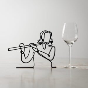 Personalized Flute Player Line Art Sculpture: Unique Gift & Minimalist Decor Piece