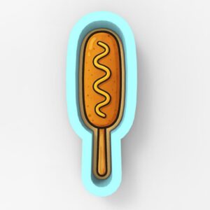 Black Corn Dog Cookie Cutter Stamp Stencil Baking Tool for Cookies Fondant Dough Biscuits Pastry Desserts Sandwiches Party Snacks Baking Decoration Kitchen Accessories Supplies