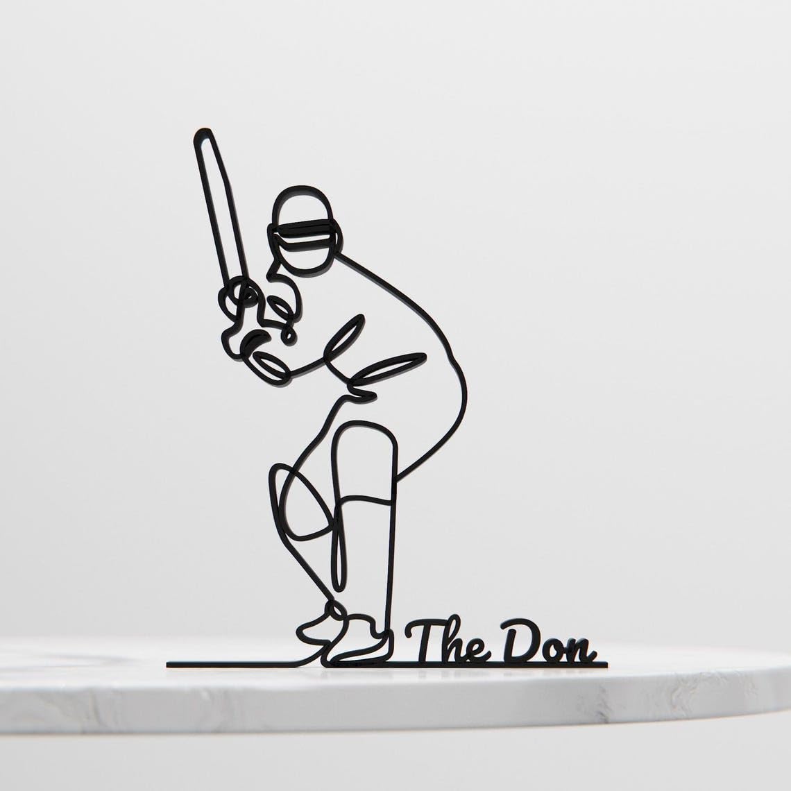 Cricket Player Plastic Minimalist Line Art Sculpture Sports Inspired Home Decor Figure for Desk Shelf Living Room Office Cricket Lover Display Piece - Image 4