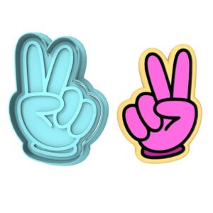 Black Peace Fingers Cookie Cutter Plastic Hand-Shaped Fondant Clay Cutter and Stamp for Baking, DIY Crafts, Party Treats, Cake Decoration, and Creative Handmade Projects