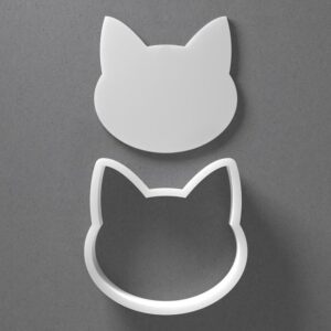 Black cookie Round Cat Face Head Cookie Cutter Animal Shape for Polymer Clay Jewelry Earrings Biscuit Fondant Craft Tool Mirrored Pair Suitable for Mini Medium Large Use