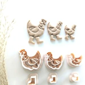Chicken and Boot Combo Clay Earring Imprint Cutter for Polymer Clay Jewelry Making Farm Animal Theme Clay Earring Cutter Tool for DIY Accessories with Fun Country Style Design