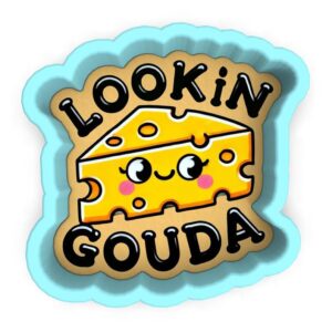 Black Lookin Gouda Cookie Cutter Stamp Stencil Baking Tool for Fun Romantic Valentines Day Birthday Anniversary Party Cheese Lovers Food Theme Cookies Fondant Pastry Biscuits Desserts