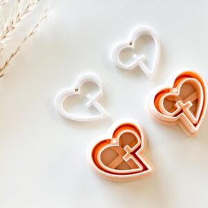 Heart of Grace Cross Earring Cutout Cutter Black cookie, Clay Pendant Cutter, Polymer Clay Cutter, Jewelry Clay Mold, Creative Tool for Crafting Earrings and Pendants