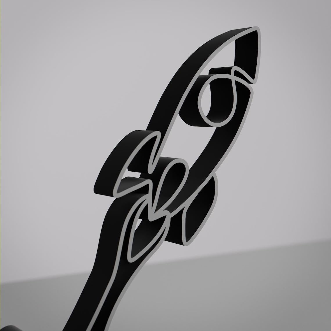 Black Launching Rocket Plastic Line Art Figure Creative Space Theme Sculpture Minimal Home Office Decor Modern Desk Shelf Display Accent for Science Enthusiasts Astronomy Students and Interior Styling - Image 3