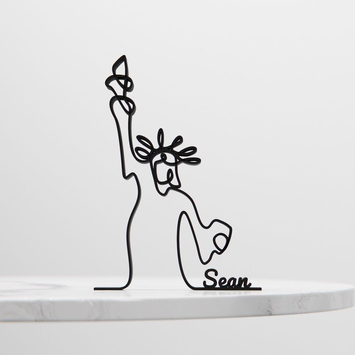 Statue of Liberty Plastic Minimalist Line Art Sculpture Landmark Decor Figure for Desk Shelf Living Room Bedroom Home Office Interior Styling - Image 4