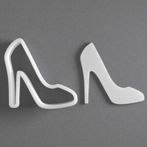 Black cookie High Heel Stiletto Shoe Cookie Cutter Set for Polymer Clay Jewelry Earrings Biscuit Fondant Craft Tool Mirrored Pair Suitable Mini Medium Large Sizes for Baking DIY Fashio