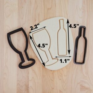 Wine Glass and Wine Bottle Cookie Fondant Clay Cutter Set of 2 India Cookie Drink Theme Cutters for Baking, Cake Decorating, Party Favors, DIY Crafts, Celebrations, and Entertaining