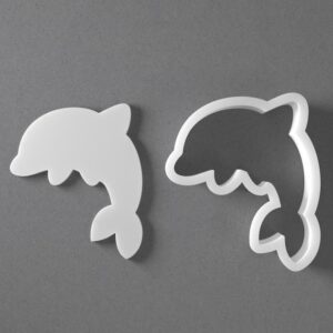 Black Cute Cartoon Dolphin Cookie Cutter Sea Animal Shape for Baking Fondant Biscuit Clay Jewelry Earrings Craft Tool Mirrored Pair Set Reusable Ocean Party Decor Gift
