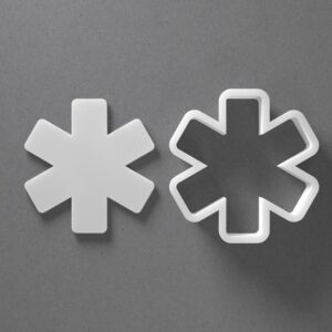 Black Star Of Life Cookie Cutter Emergency Medical Symbol Shape for Baking Fondant Biscuit Clay Jewelry Earrings Craft Tool Mirrored Pair Set Reusable Party Decor Gift