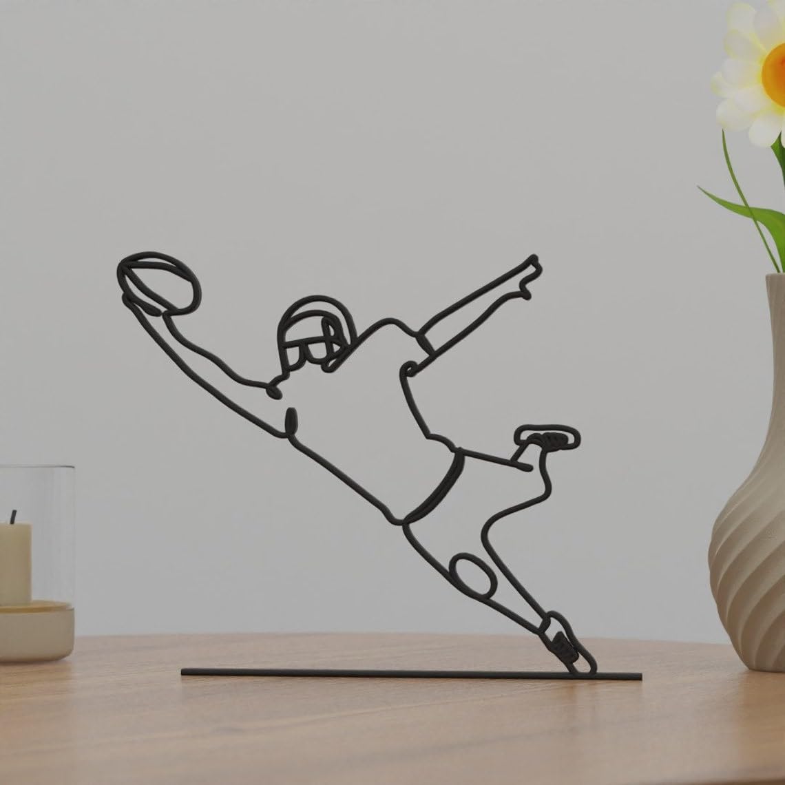 Handmade India Statue American Football Player Figurine Unique Sports Art Decor for Shelf Home or Office Custom Gift Idea for Fan Coach or Athlete Football Theme Sculpture - Image 5