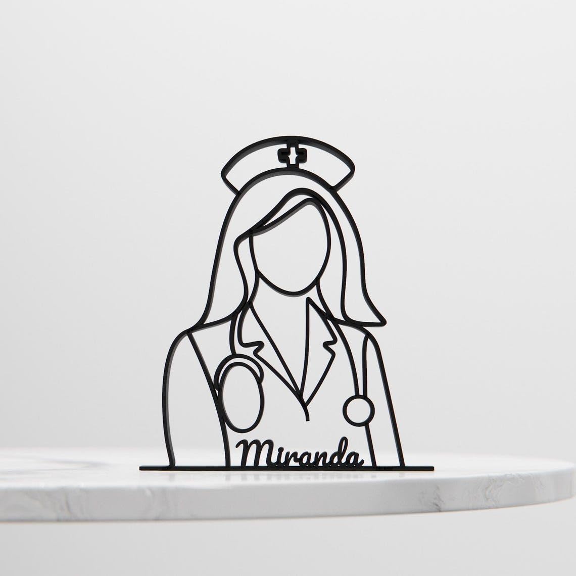 Nurse Plastic Minimal Line Art Sculpture Healthcare Decor Figure for Living Room Desk Shelf Bedroom Home Office Interior Styling - Image 4