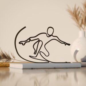 Surfer Plastic Line Art Sculpture Modern Artistic Water Sports Theme Decor Surfing Inspired Display for Beach Lovers Stylish Home Office Desk Decorative Ocean Artwork India