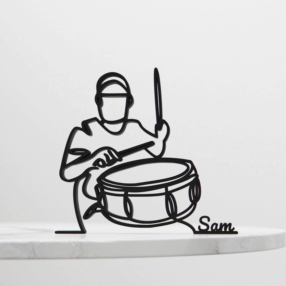 Personalized Snare Drummer Minimal Line Art Figure Plastic Name Music Decor Gift for Desk Shelf Home Office Modern Interior Art Display India - Image 4