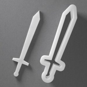Black Sword Cookie Cutter Blade Shape for Baking Fondant Biscuit Clay Jewelry Earrings Craft Tool Mirrored Pair Set Reusable Kitchen Party Decor Gift