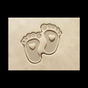Baby Feet Heart Shape Black Cookie Cookie Cutter for Newborn Shower Rattle Theme Biscuit Making Tool Baby Arrival Celebration Baking Decoration for Kids Birth Announcement Party Treats