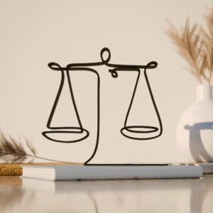 Libra The Scales Line Art Figure Plastic Zodiac Balance Inspired Decor Gift Idea Minimal Art Statue for Desk Shelf Home Office Display Modern Interior Harmony India