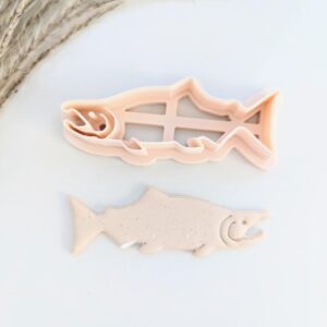 Salmon Large Clay Imprint Cutter Cookie Fish Shape Polymer Clay Cutter Tool for Fondant DIY Crafts Nature Themed Jewelry Baking Decorations Handmade Accessories and Aquatic Art