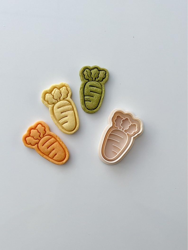 Black Carrot Cookie Cutter Stamp Set Sweet Carrot Shape Rabbit Treat Mold Food Safe Baking Tool for Cookies Fondant Clay Treats Creative Dessert Making and Everyday Use
