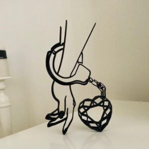 Prisoner of Love: Minimalist Statue Sculpture, Tabletop Figure, Gift Idea with Heart Motif for Christmas and Beyond