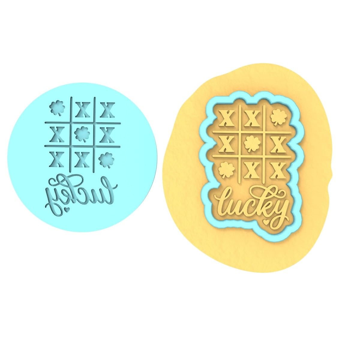 Black Tic Tac Toe Clover Lucky Cookie Cutter Stamp Stencil Baking Tool for St. Patrick�s Day, Lucky Clover, Game Theme, and Holiday Cookies Fondant Pastry Biscuits Sandwiches Desserts P - Image 2