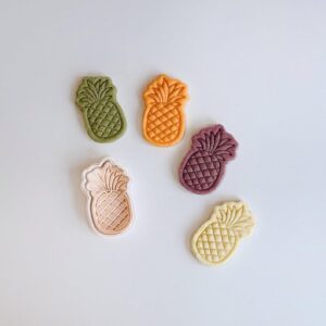 Black Pineapple Cookie Cutter Stamp Set Summer Tropical Fruit Shape Food Safe Baking Tool for Cookies Fondant Clay Treats Creative Dessert Making Baby Shower Gifts Everyday Use