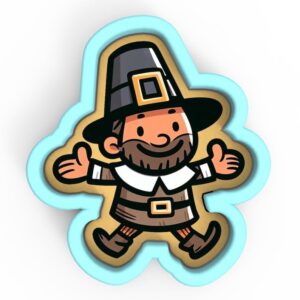 Pilgrim Man Cookie Cutter Black cookie Stamp and Stencil Set for Thanksgiving, Holiday, and Autumn-Themed Baking, Sugar Cookie Mold, Fondant Cutter, Baking Decoration Tools for Kids an