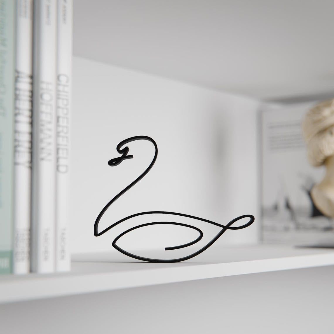 Swan Plastic Minimal Line Art Sculpture Bird Decor Figure for Living Room Desk Shelf Elegant Nature Theme Home Office Interior Styling Piece - Image 5
