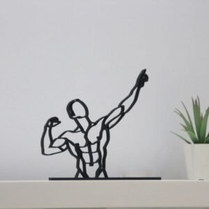 Personalized Black Bodybuilder Line Art Line Art Gym Sculpture Custom Workout Desk Name Plate Fitness Lover Gift Body Builder Figure Home Gym Wall Decor Muscle Training Room Display