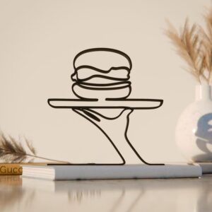 Black Fast Food Worker Plastic Line Art Figure Modern Minimalist Restaurant Staff Sculpture Creative Hospitality Theme Decor Artistic Desk Display Home Office Counter Styling Gift Idea India