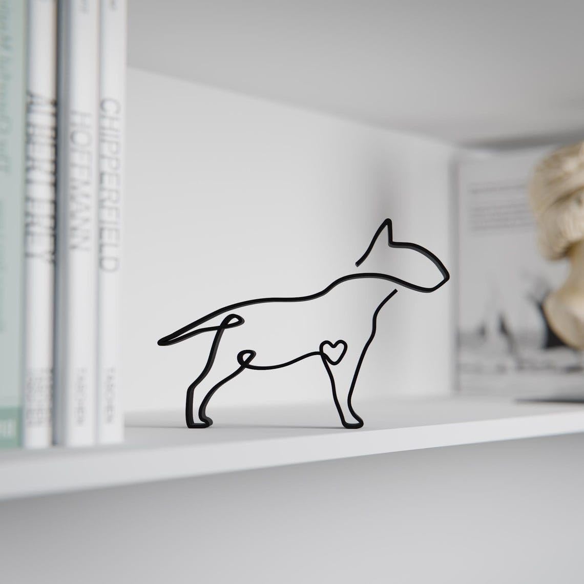 Bull Terrier Dog Line Art Figure Plastic Home Decor for Dog Lovers Minimalist Sculpture for Living Room Office Shelf Table Display Modern Animal Art Gift Idea India - Image 5