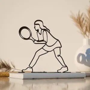 Female Tennis Inspired Line Art Figure Plastic Minimal Sports Decor Statue for Home Office Desk Shelf Modern Interior Art Gift for Tennis Lovers India