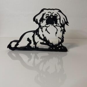 India Statue 3D Effect Pekingese Sculpture Stylish Wire Frame Minimalist Dog Decor Tabletop Ornament Unique Wire Art Accent for Home Office or Living Room Display