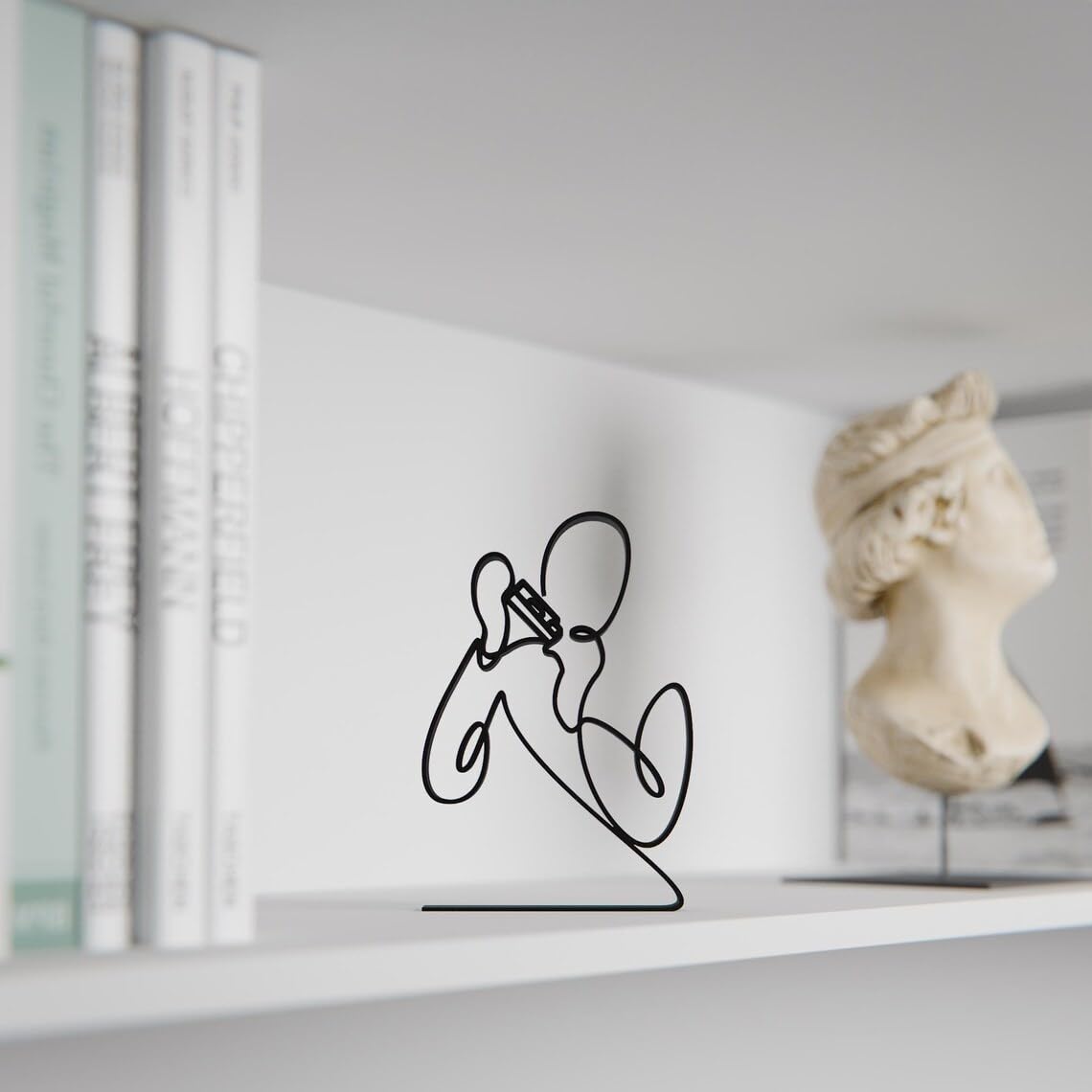 Black Harmonica Player Plastic Line Art Sculpture Artistic Minimal Music Decor Accent Modern Home Office Display Piece Unique Gift for Music Enthusiasts Harmonica Lovers and Creative Interior - Image 6