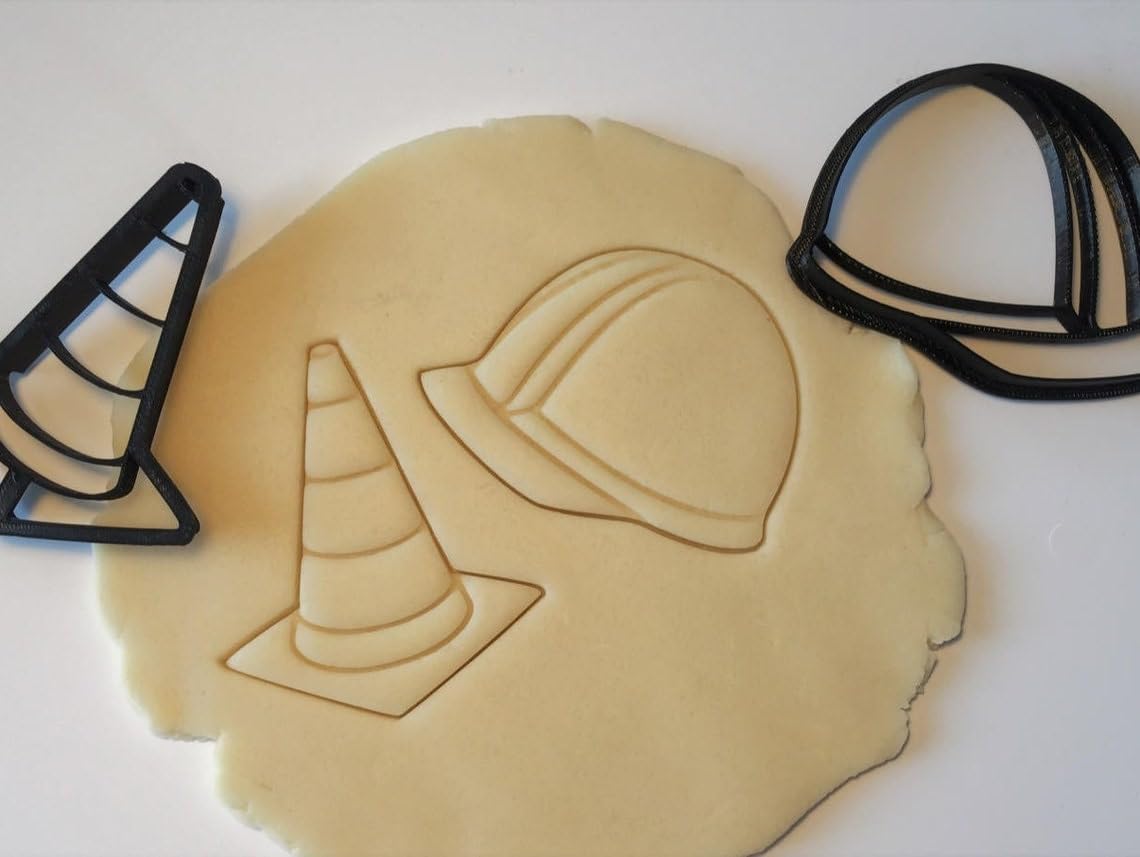 Hard Hat and Construction Cone Cookie Fondant Clay Cutter for Themed Baking Decorating Polymer Craft Projects Play Dough Modeling Shaping Tools for Kids Party Favors India Cookie - Image 4
