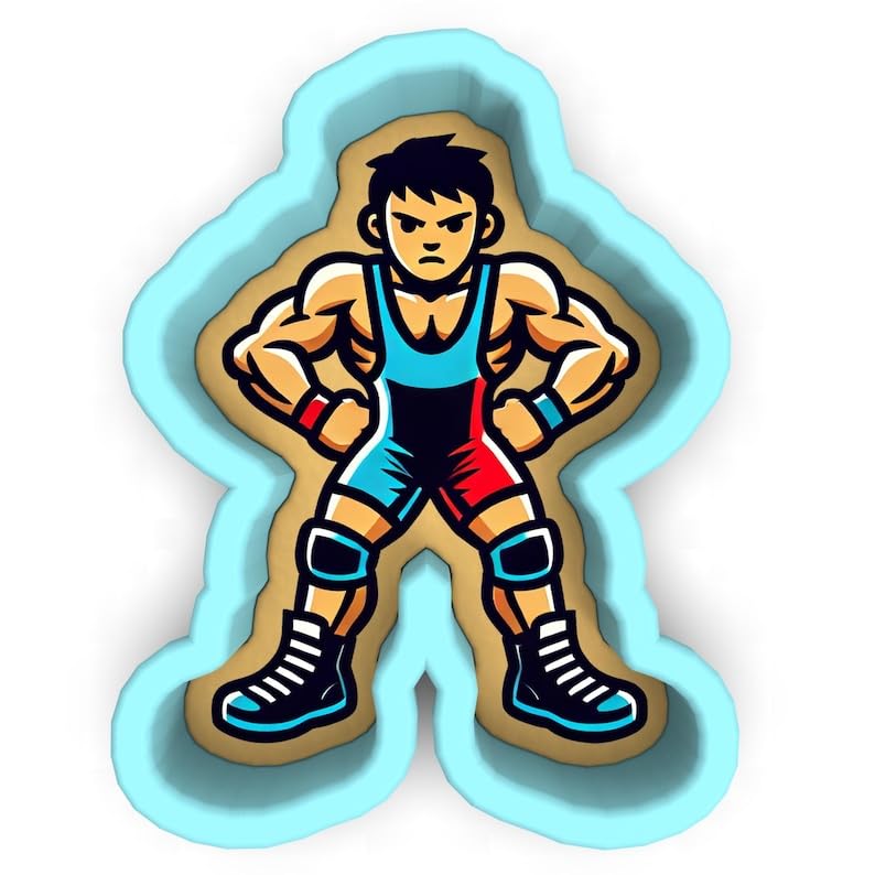 Black Wrestler Ripped Cookie Cutter Stamp Stencil Baking Tool for Humorous, Sports, Wrestling Fans, Birthday, Party, Holiday Theme Cookies Fondant Pastry Biscuits Sandwiches Desserts Ki