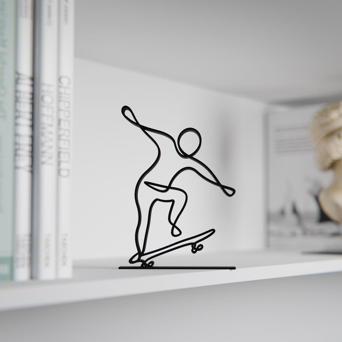 Skater Line Art Decor Figure Plastic Skateboarding Inspired Art Display Statue for Desk Shelf Home Office Interior Styling Sports Theme Modern Decor India - Image 5