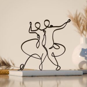 Statue Line Art Dance Sculpture Featuring Salsa Dancers Unique Minimal Decor for Couples Home Gift Idea for Dance Enthusiasts Artistic Silhouette Accent for Room or Office Decor