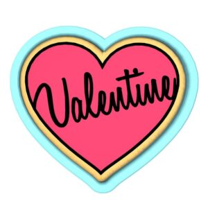 Valentine Cursive Heart Cookie Cutter Black cookie Stamp and Stencil Set for Romantic and Holiday-Themed Cookies, Heart-Shaped Fondant Cutter, Sugar Cookie Mold, Dessert Decorating Sup