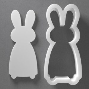 Black Tall Easter Bunny Cookie Cutter Standing Rabbit Shape for Baking Fondant Biscuit Clay Jewelry Earrings Craft Tool Mirrored Pair Set Reusable Kitchen Party Decor Gift