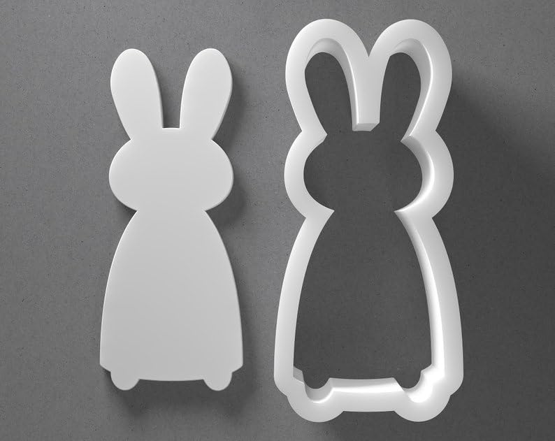 Black Tall Easter Bunny Cookie Cutter Standing Rabbit Shape for Baking Fondant Biscuit Clay Jewelry Earrings Craft Tool Mirrored Pair Set Reusable Kitchen Party Decor Gift