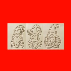 Christmas Gnomes Set of 3 Cookie Cutter Cookie Holiday Biscuit Fondant Decorating Tool for Winter Baking Crafts Happy New Year Party Treats Cute Gnome Theme Christmas Gift
