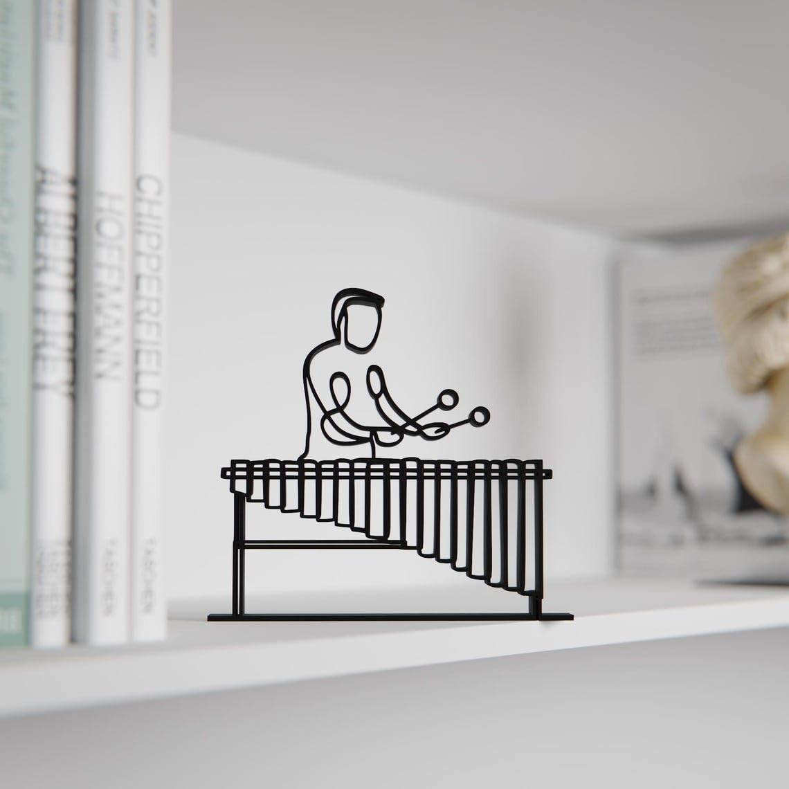 Black Personalized Marimba Player Plastic Line Art Figure Customized Percussionist Sculpture Modern Minimal Home Decor Gift for Music Students Teachers and Instrument Lovers - Image 5