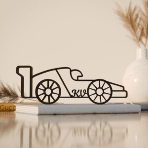 Black Personalized F1 Racer Line Art Figure Custom Name Racing Sculpture Modern Motorsport Decor Unique Engraved Display Accent for Home Office Shelf Table Studio Living Room Interior Styling