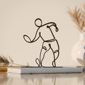 Frisbee Player Plastic Minimalist Line Art Sculpture Sports Inspired Home Decor Figure for Desk Shelf Living Room Office Decoration Athletic Action Theme Display